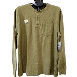 Lincoln Outfitters Army Green Long Sleeve Henley Shirt Mens Large